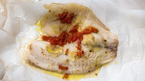 פילה אמנון וירקות אפויים במעטפה